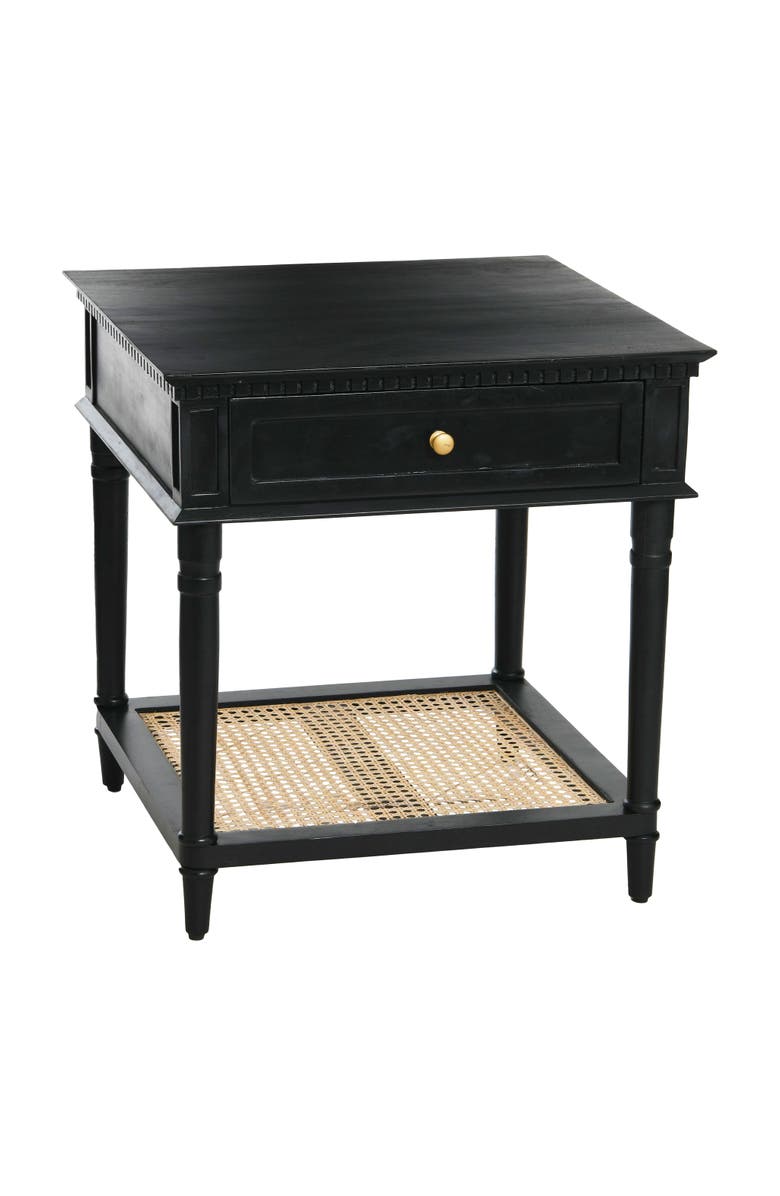Storied Home End Table with Drawer and Storage Shelf, Main, color, Black