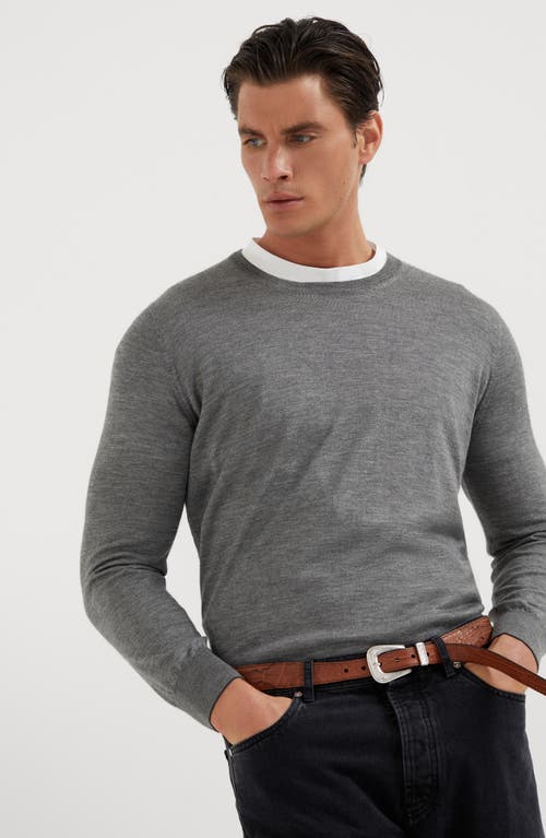 Brunello Cucinelli Cashmere And Silk Sweater In Dark Grey