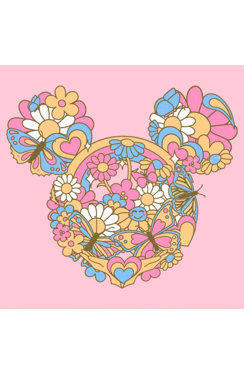 Mickey & Friends Girl's Mickey & Friends Flowers and Butterflies Ears  Graphic T-Shirt, Alternate, color, Light Pink