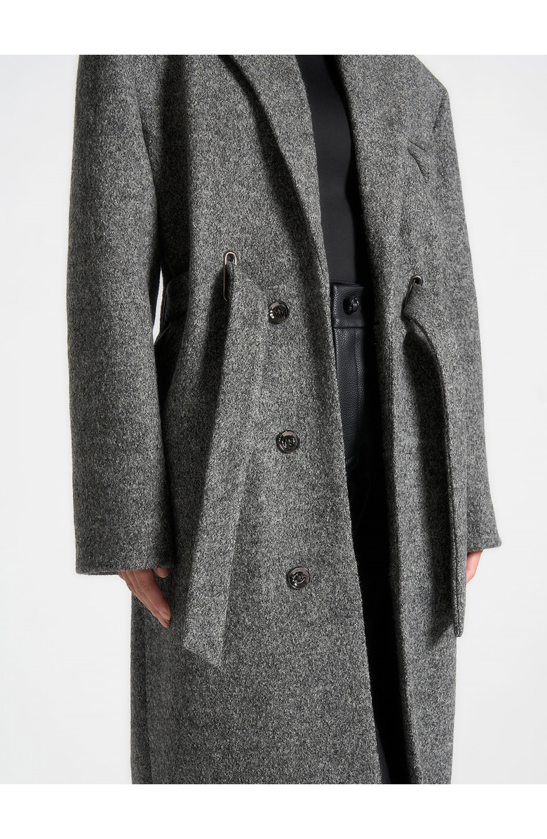 Manière De Voir Jena Wide Shoulder Wool Coat with Cinch Belt, Alternate, color, Grey