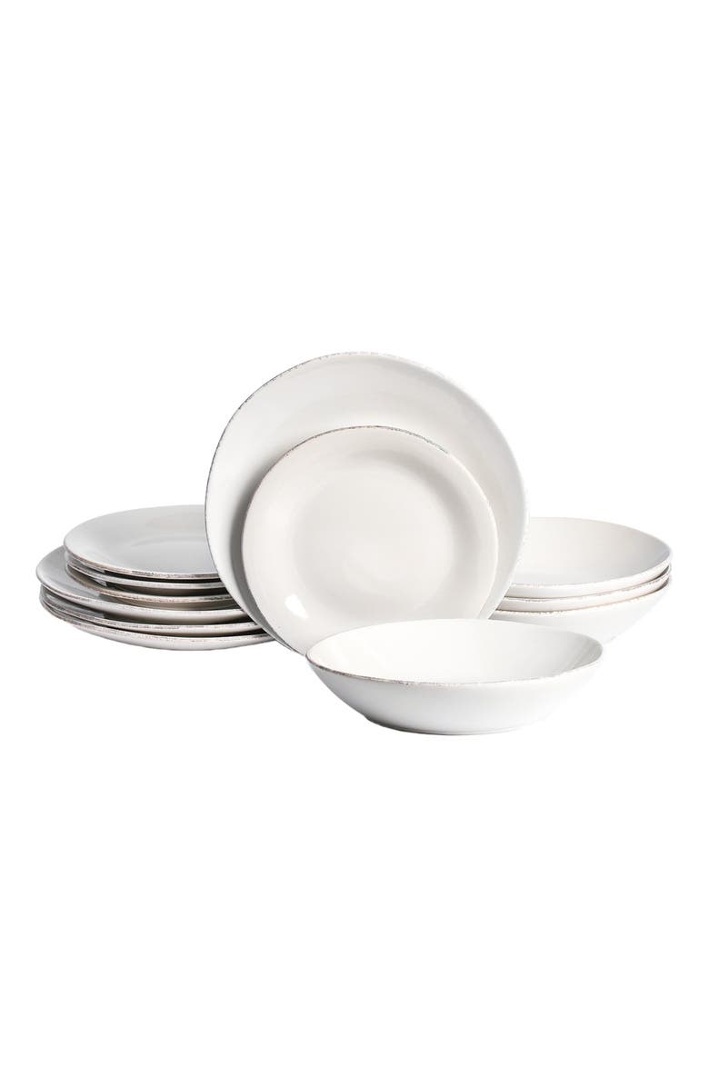 Stone Lain Essence Stoneware 12-Piece Dinnerware Set, Main, color, White