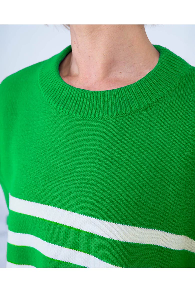 Long Sleeve Boxy Stripe Crew Sweater, Alternate, color, Green & Soft White
