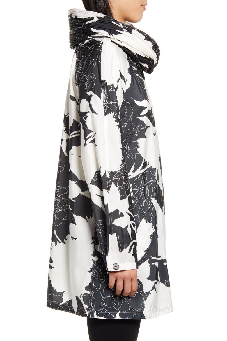 Andi Reversible Hooded Raincoat, Alternate, color, BLACK/ WHTE