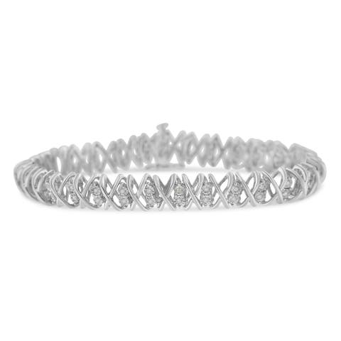 Silver rose-cut Diamond X-Link Bracelet