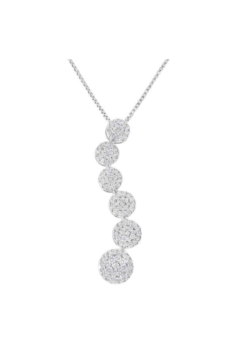 14K White Gold 1 cttw Diamond Cluster Journey Pendant Necklace, Main, color, White