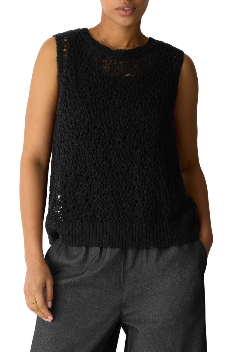 Organic Cotton Pointelle Shell, Main, color, BLACK