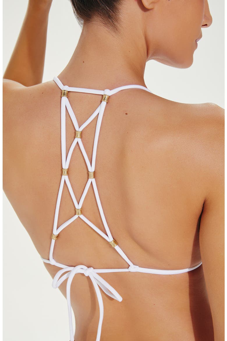 Lucy Strappy Triangle Bikini Top, Alternate, color, WHITE