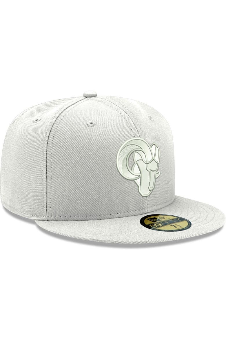 Men's New Era Los Angeles Rams White on White Ram Head 59FIFTY Fitted Hat, Alternate, color, White