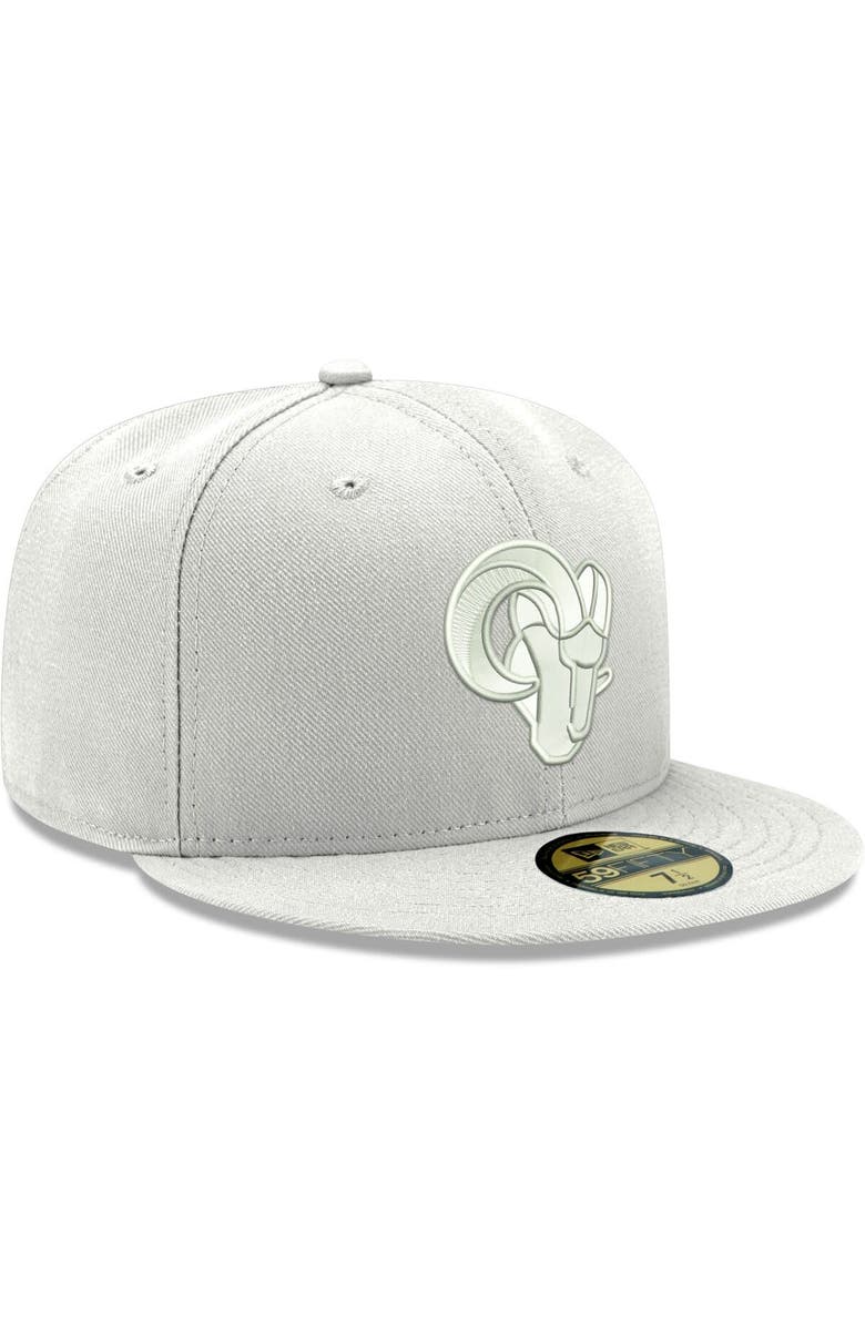 New Era Men's New Era Los Angeles Rams White on White Ram Head 59FIFTY Fitted Hat, Alternate, color, 