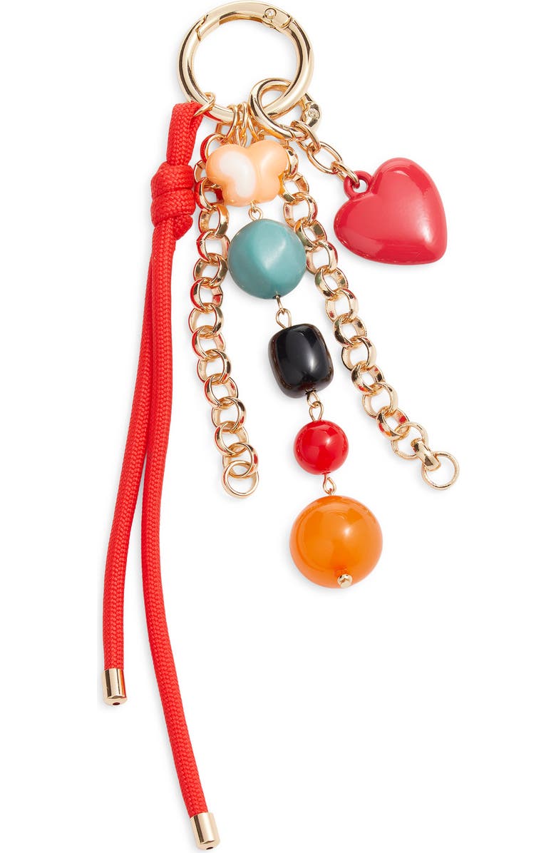 Chelsea28 Heart Beaded Bag Charm, Main, color, Red Multi- Gold