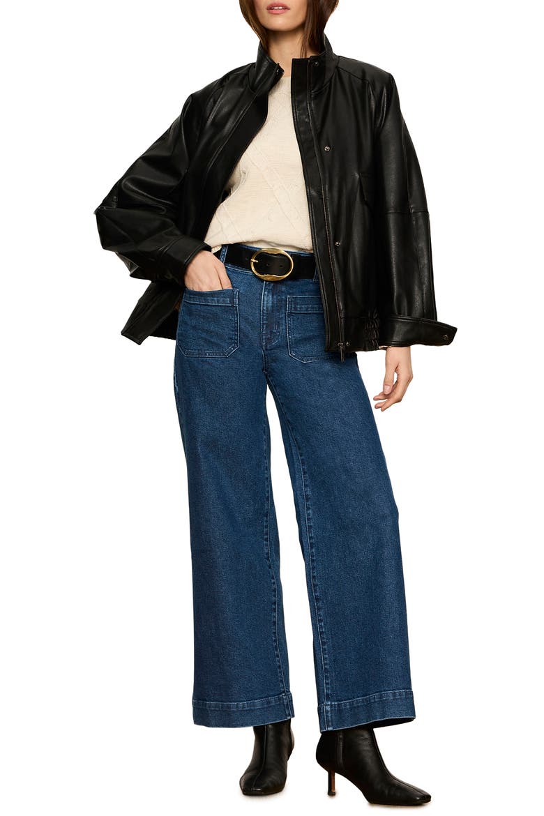 Alana Faux Leather Jacket, Alternate, color, BLACK