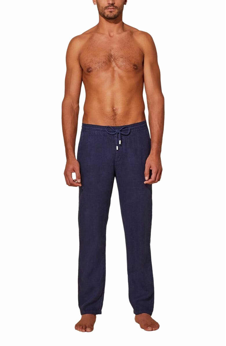 Vilebrequin Men's Solid Linen Pants, Alternate, color, Bleu Marine
