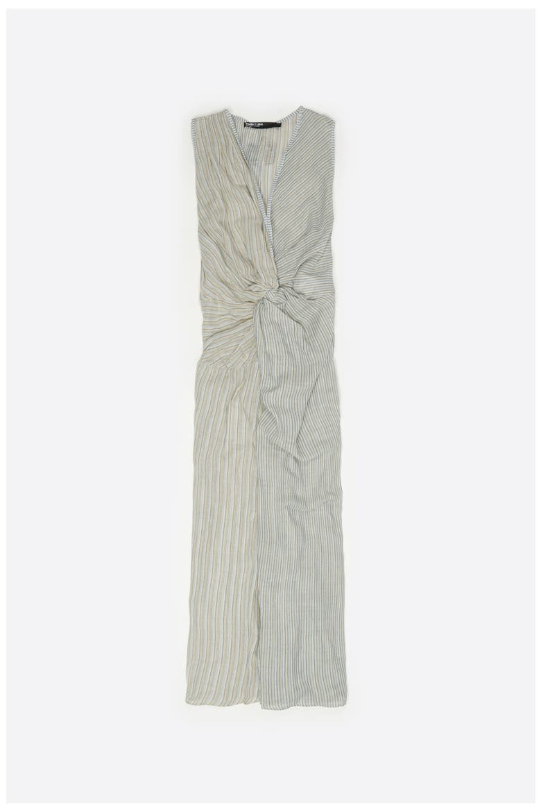 Striped Ruched Knot Dress, Alternate, color, BLUE