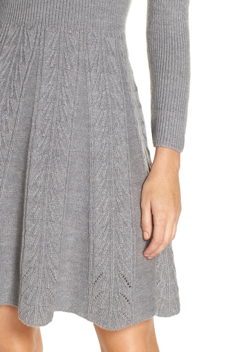 Eliza J Mock Neck Fit & Flare Sweater Dress, Alternate, color, 