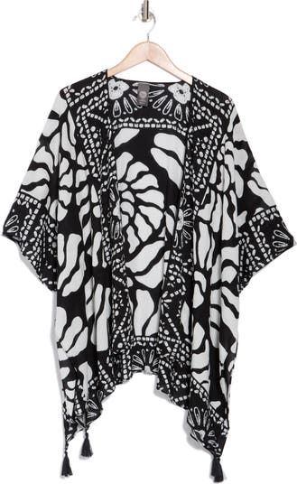 Abstract Tassel Trim Ruana
