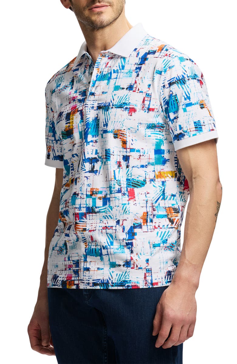 Robert Graham Hawkhurst Cotton Knit Polo, Alternate, color, Multi White