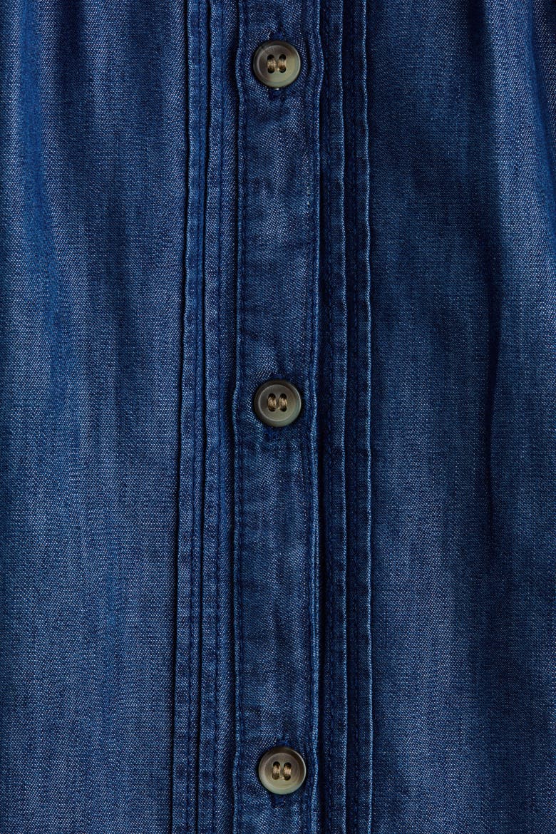 Frill-trimmed Denim Blouse, Alternate, color, Dark denim blue