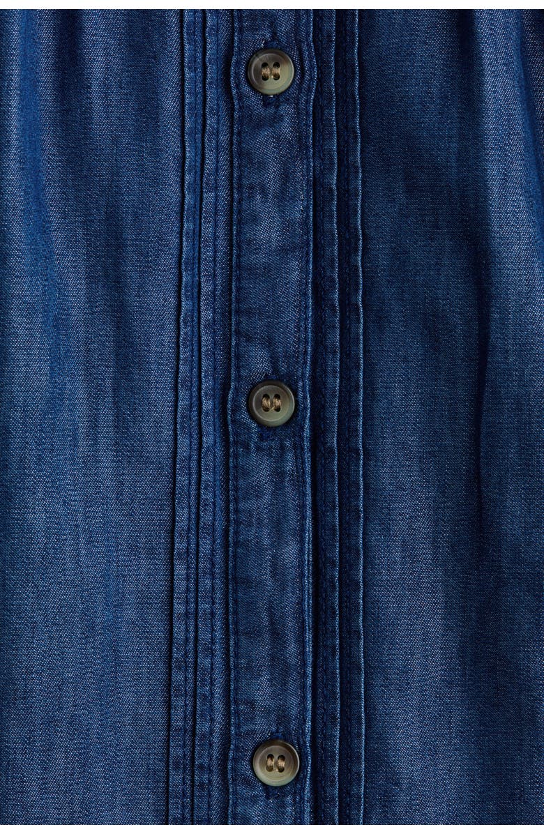 H&M Frill-trimmed Denim Blouse, Alternate, color, Dark Denim Blue