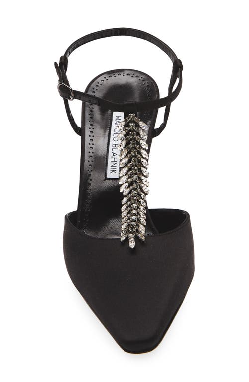 Manolo Blahnik Sufik Crystal Embellished T-strap Pump
