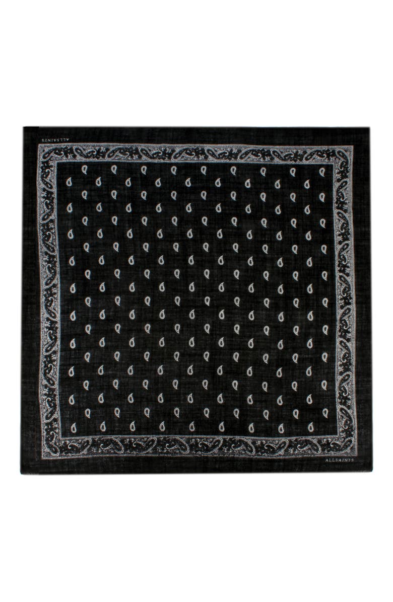AllSaints Small Paisley Wool Bandana, Alternate, color,