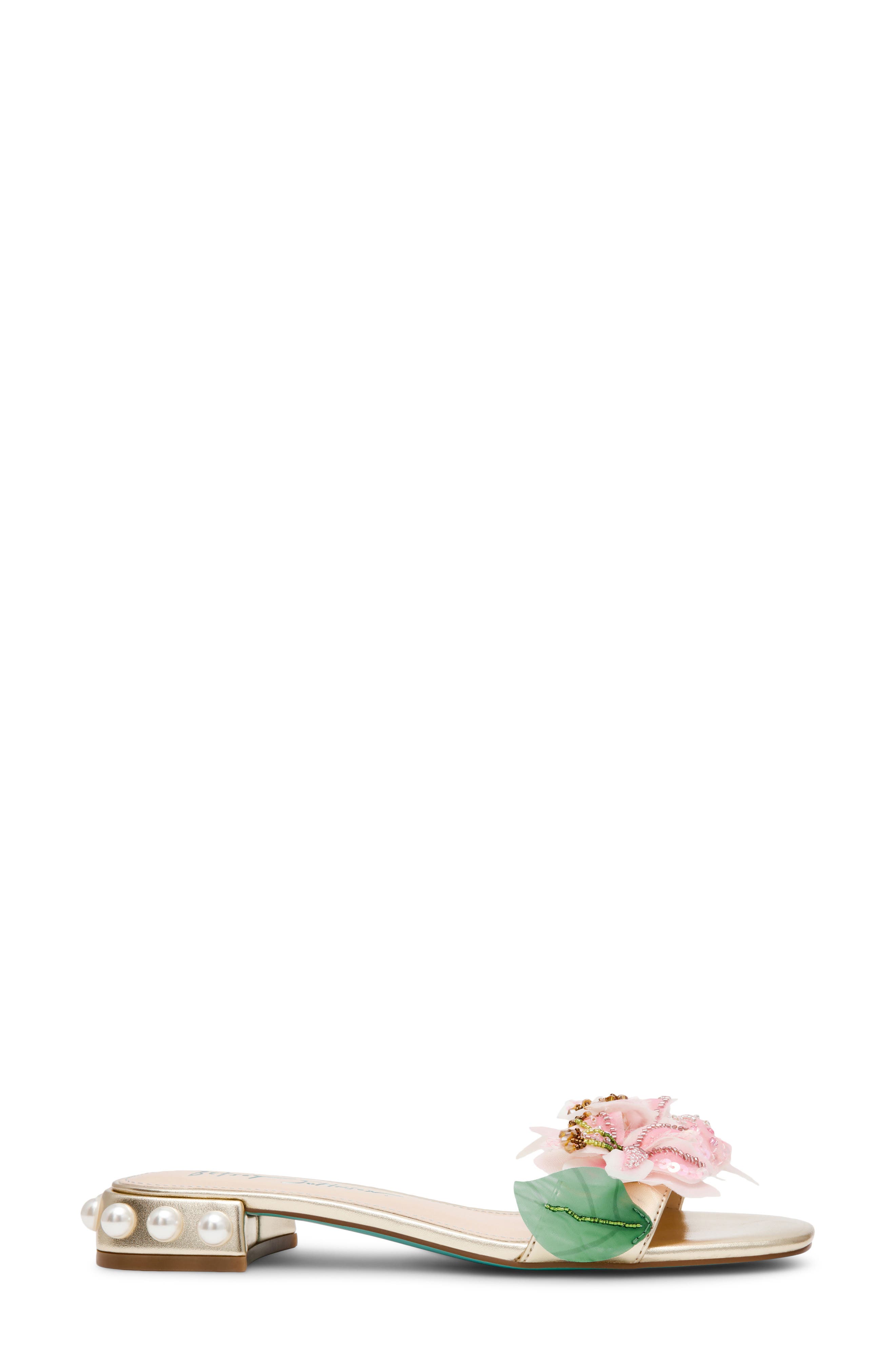 Betsey Johnson Rosia Beaded Flower Sandal, Alternate, color, Light Gold