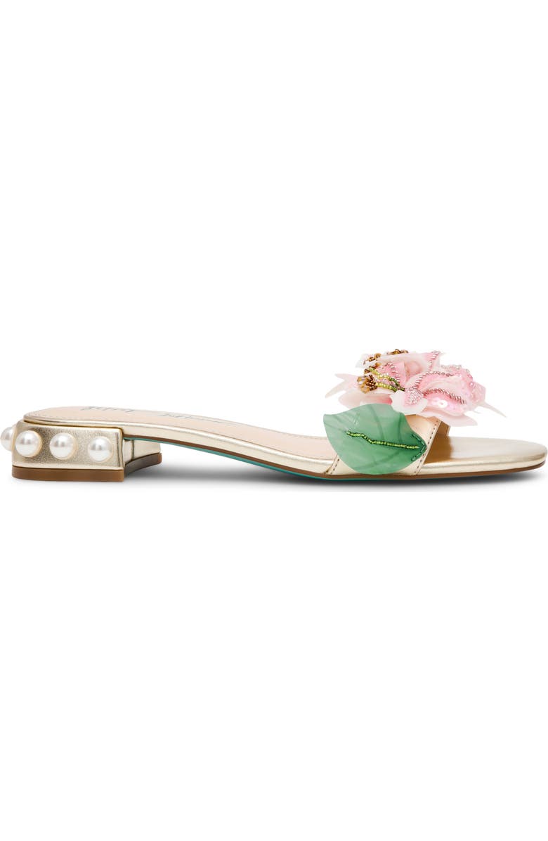Betsey Johnson Rosia Beaded Flower Sandal, Alternate, color, Light Gold