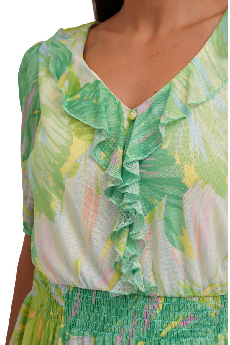 Ruffle Trim Mesh Dress, Alternate, color, REMI