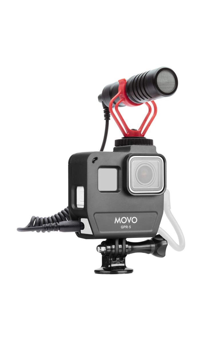 MOVO GPR-5 GoPro Camera Case with VXR10 Microphone Bundle, Main, color, Black