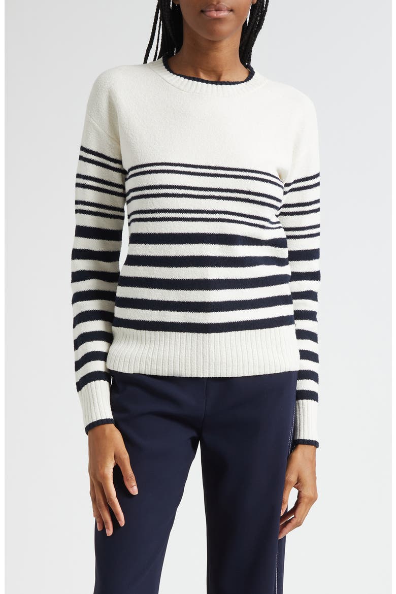 Rielly Stripe Crewneck Sweater, Main, color, OFF WHITE NAVY