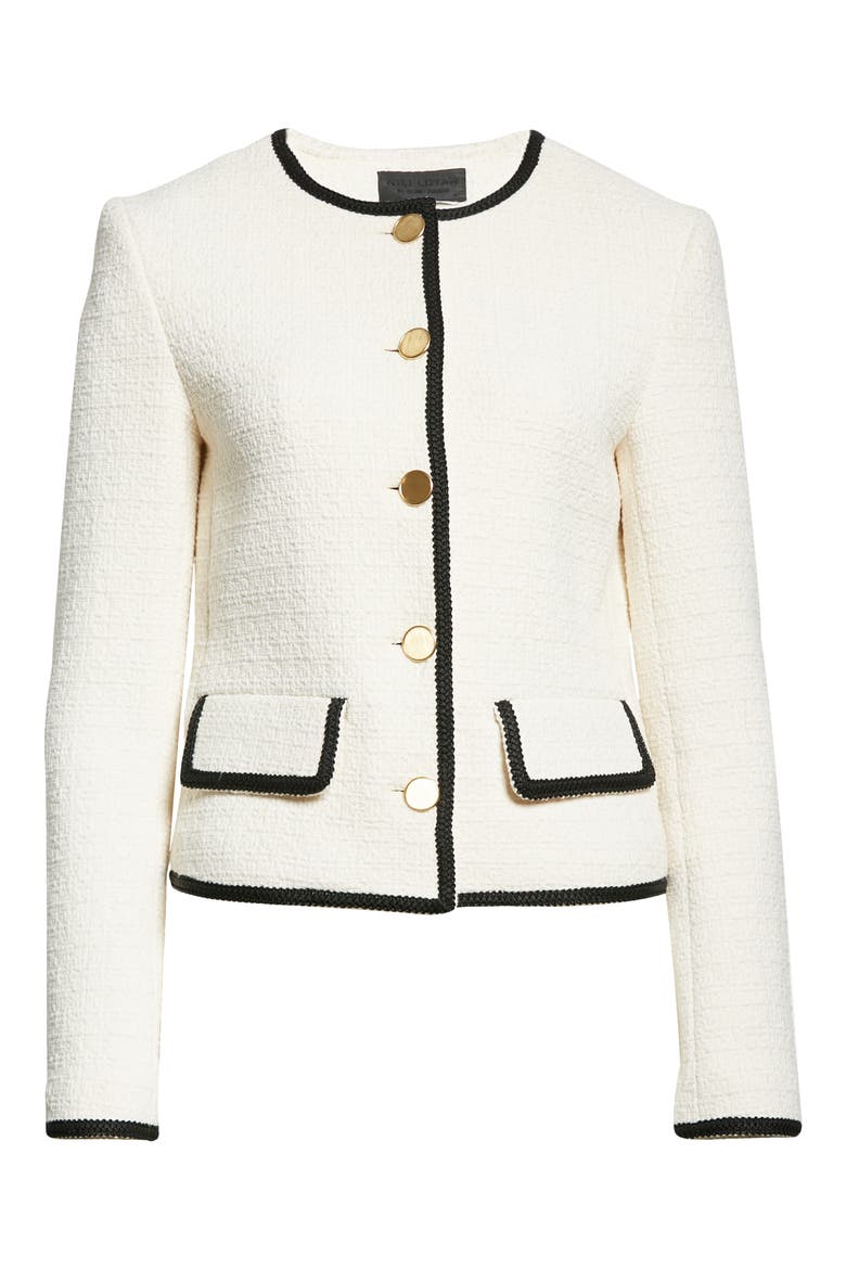 Aubrey Tweed Jacket, Alternate, color, ECRU WITH BLACK TAPE