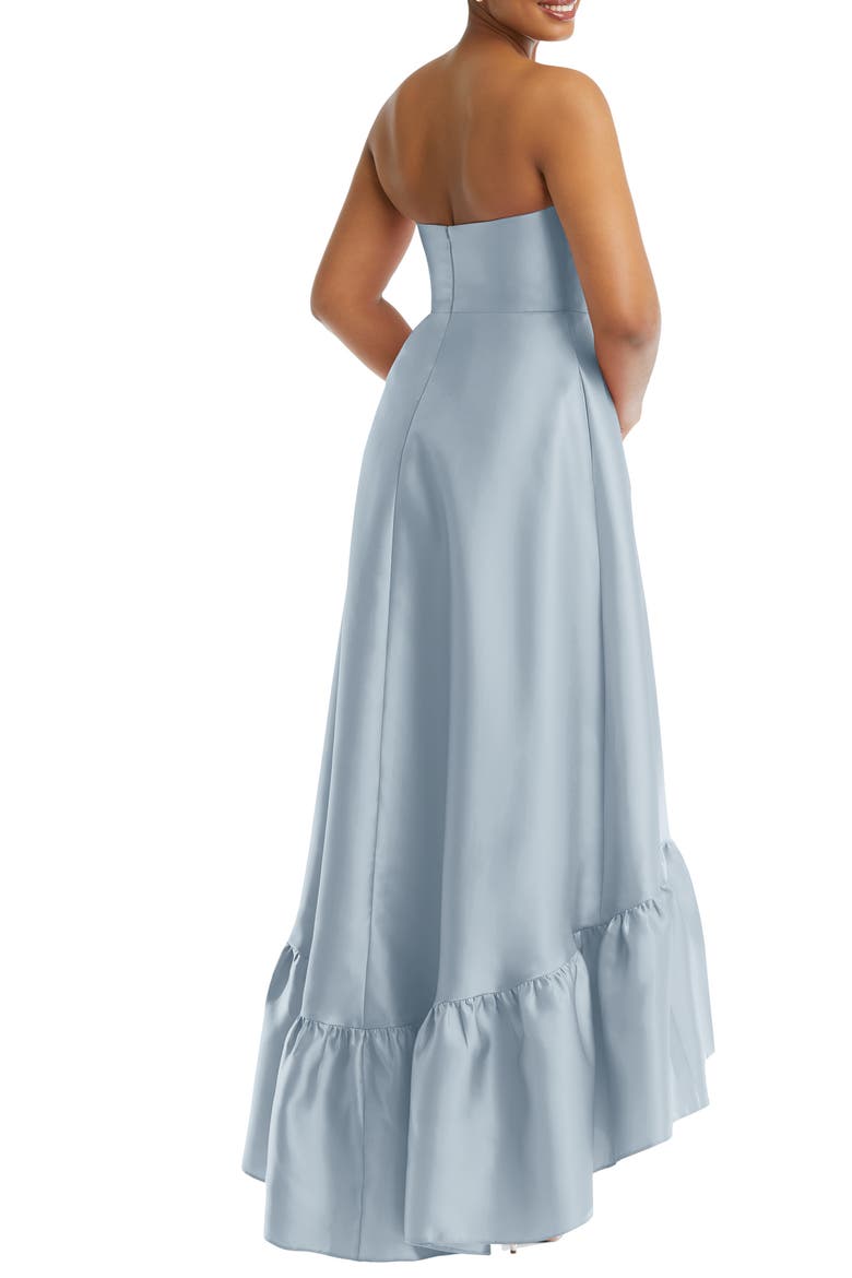 Strapless Ruffle High-Low Satin Gown, Alternate, color, MIST