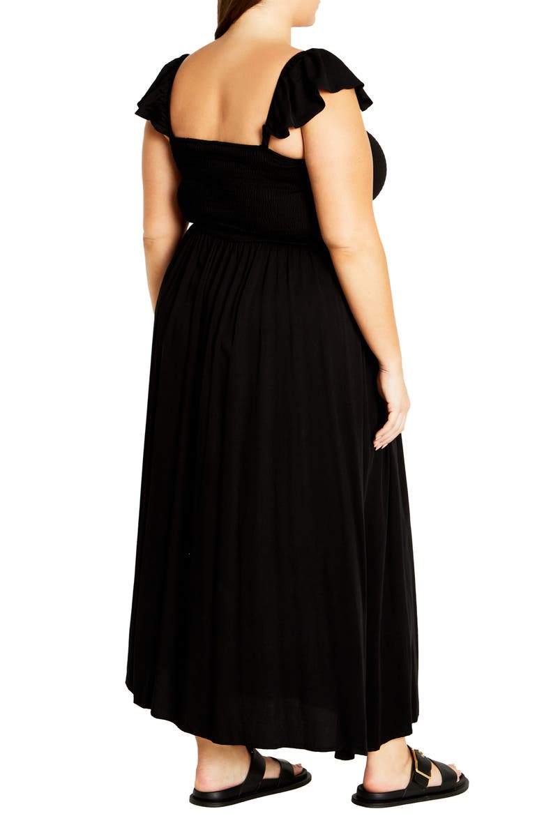 Tiarne Smocked Maxi Dress, Alternate, color, BLACK