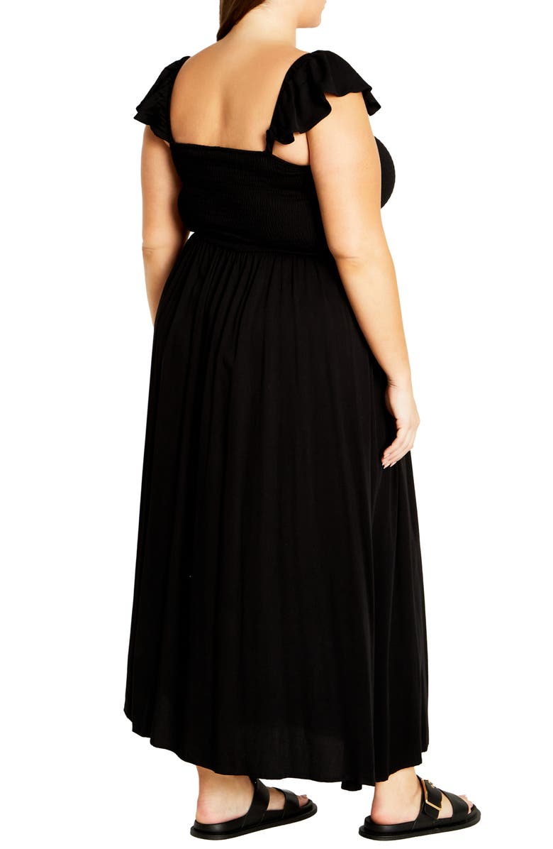 City Chic Tiarne Smocked Maxi Dress, Alternate, color, Black