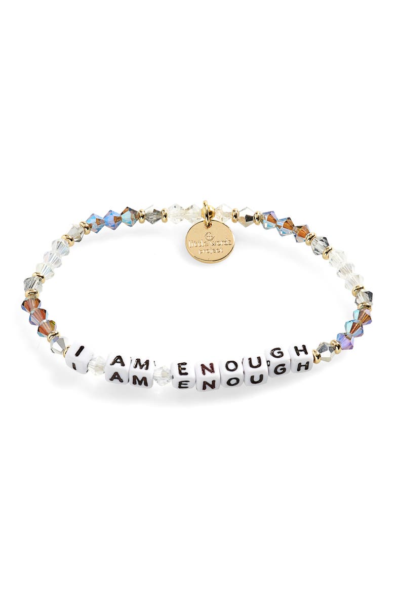 I Am Enough Beaded Stretch Bracelet, Alternate, color, GREY