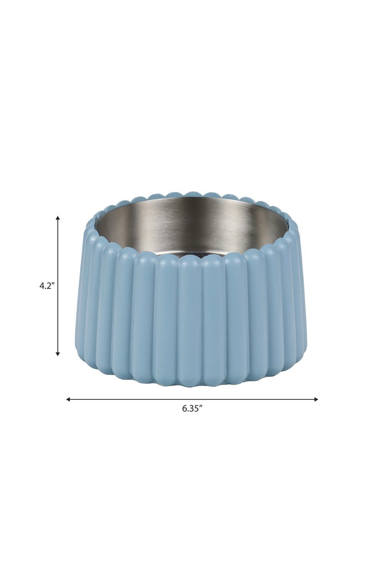 Ripple Ridge Slanted Concrete and Stainless Steel Bowl Pet Feeder, Alternate, color, Blue