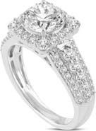 LuvMyJewelry Sienna 14K White Gold Round Cut Lab Grown Diamond Halo Engagement Ring - 2.5 Ct