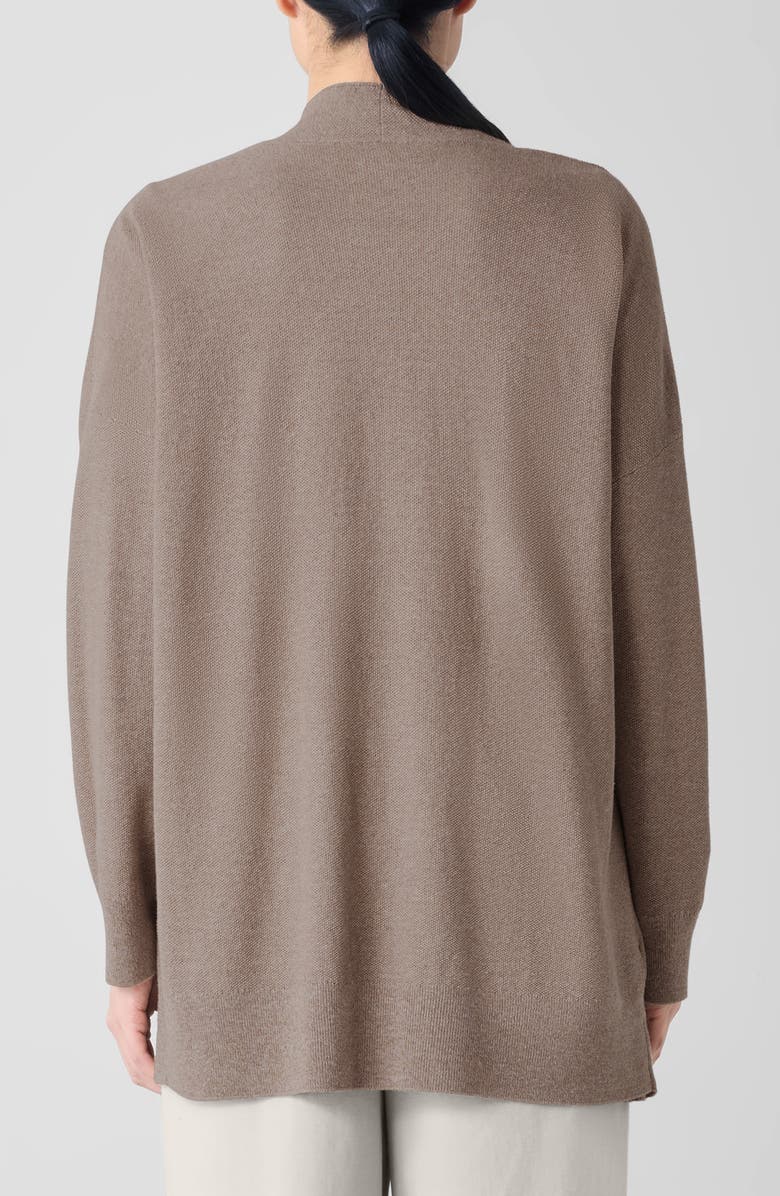 Eileen Fisher Organic Linen Blend Open Front Cardigan, Alternate, color, Cocoa