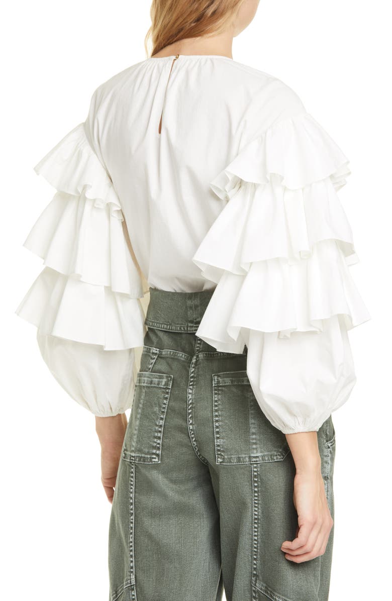 Ulla Johnson Tulia Ruffle Sleeve Blouse, Alternate, color,