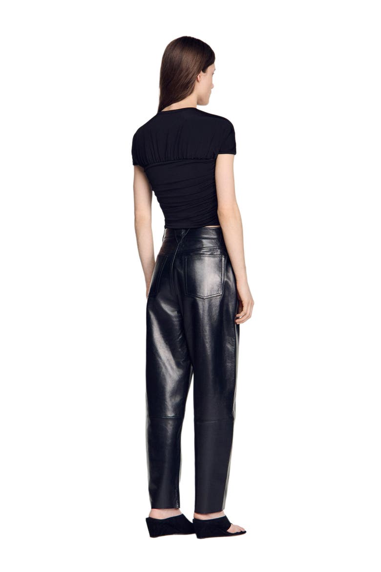 Ruched heart cropped T-shirt, Alternate, color, Black