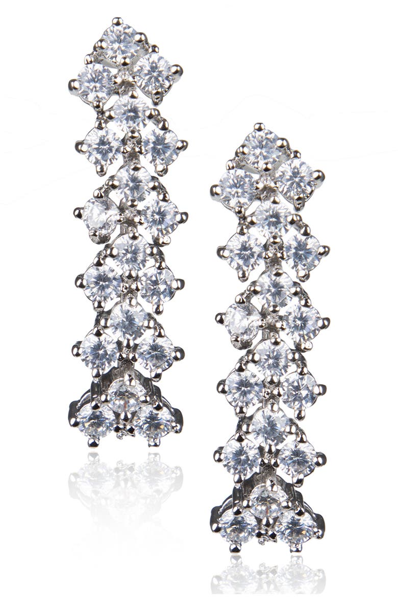 CZ by Kenneth Jay Lane Cubic Zirconia Chevron Linear Drop Earrings, Main, color, Silver
