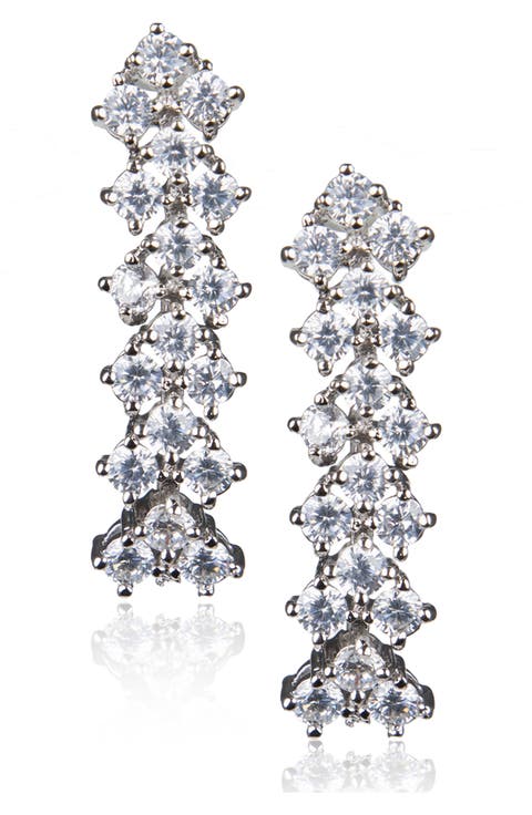 Cubic Zirconia Chevron Linear Drop Earrings