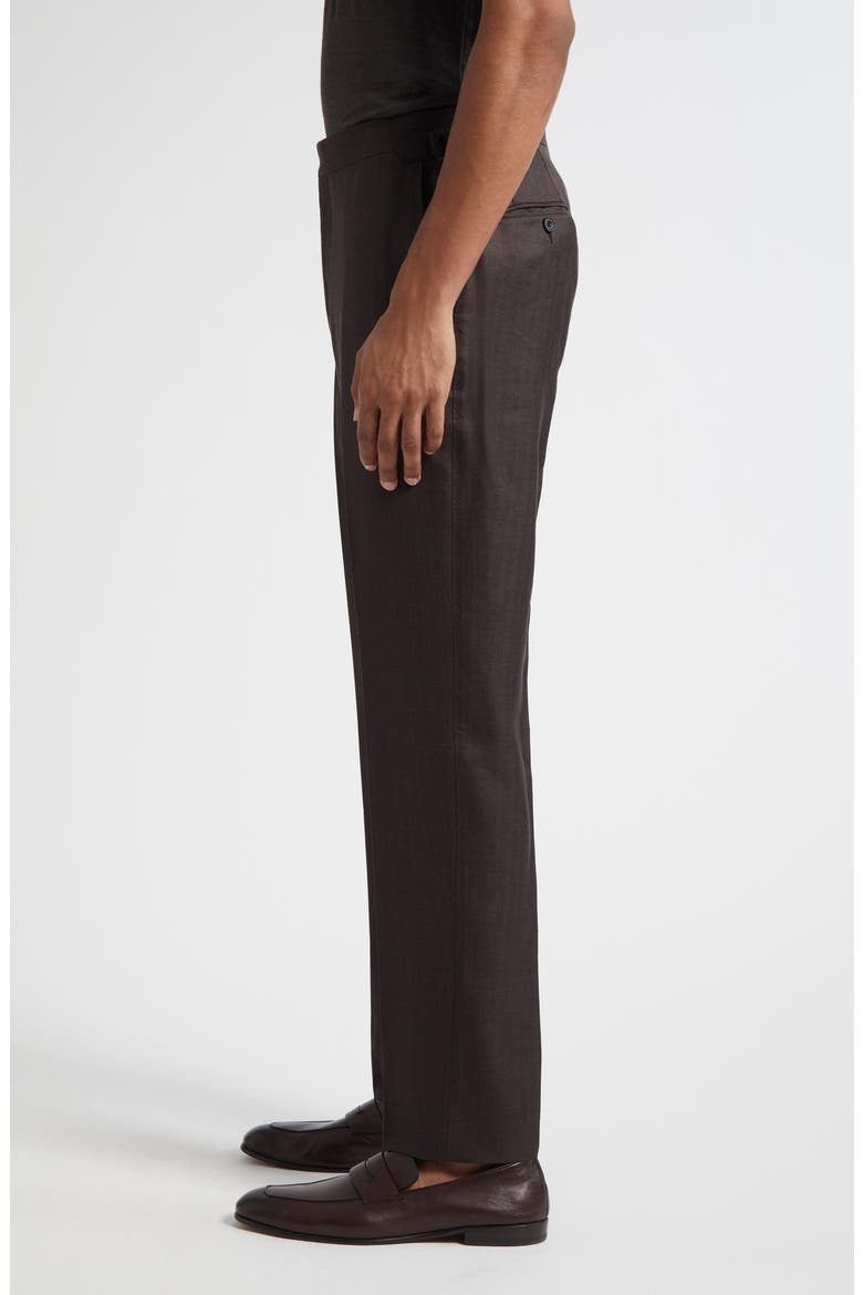 Pleated Linen Blend Pants, Alternate, color, BROWN