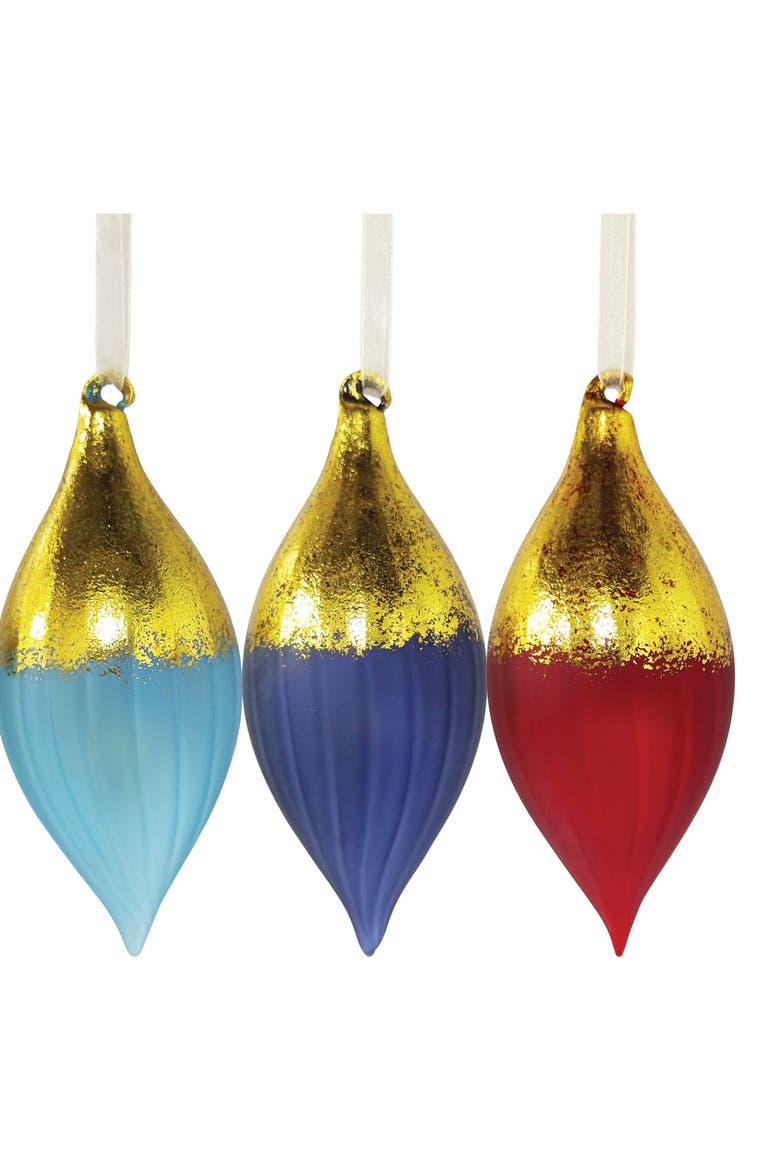 Boho Gold Multicolor Set of 6 Christmas Lightbulb Ornaments, Alternate, color, Gold