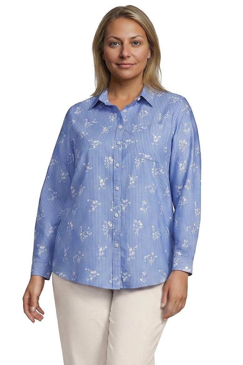 Oxford Shirt, Main, color, Ivory Floral/Cobalt Stripe