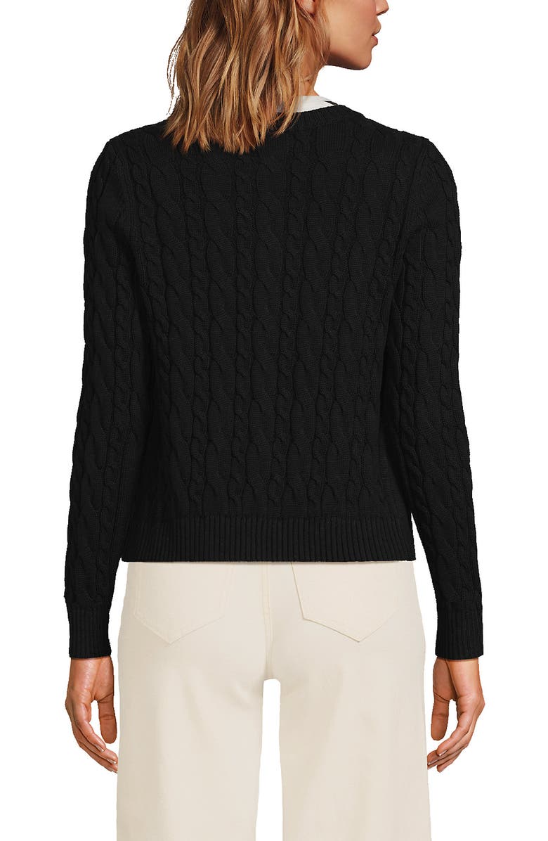 Lands' End Cotton Drifter Cable Cardigan Sweater, Alternate, color,