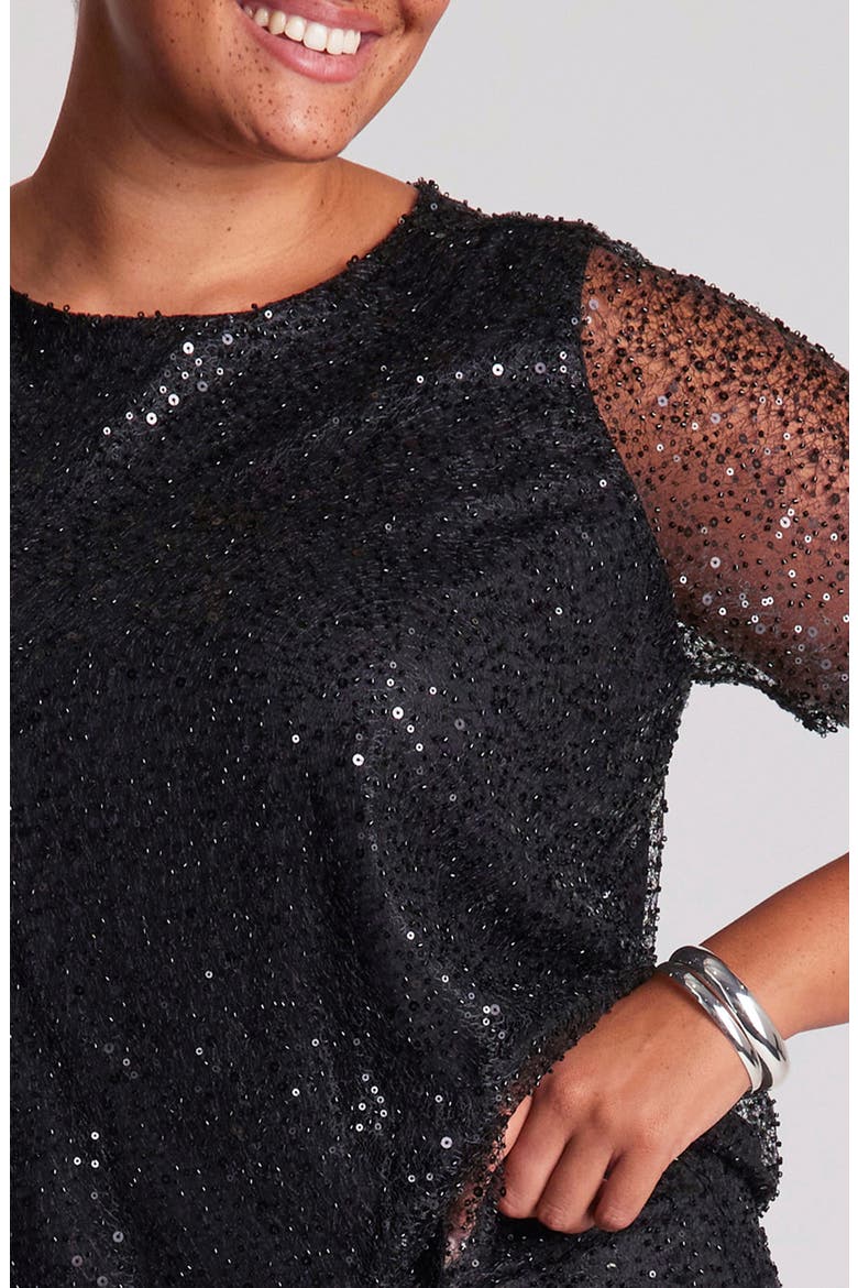 Zaya Sequin Layered Top, Alternate, color, BLACK