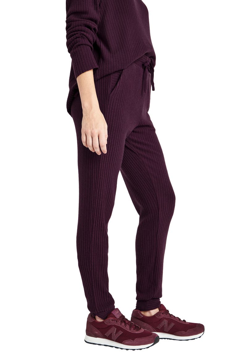 London Tulip Cuff Rib Joggers, Alternate, color, DEEP PLUM
