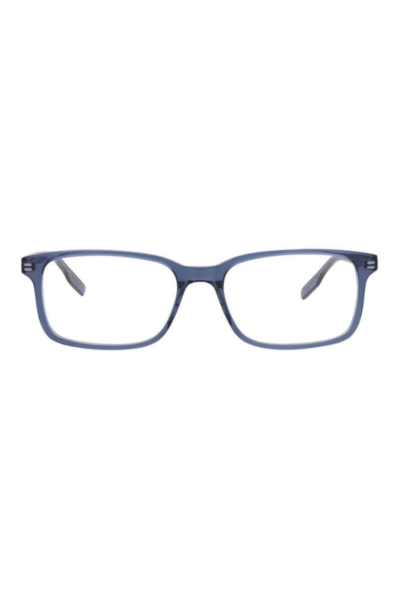 54mm Rectangular Optical Glasses, Main, color, MEDIUM BLUE TRANSPARENT