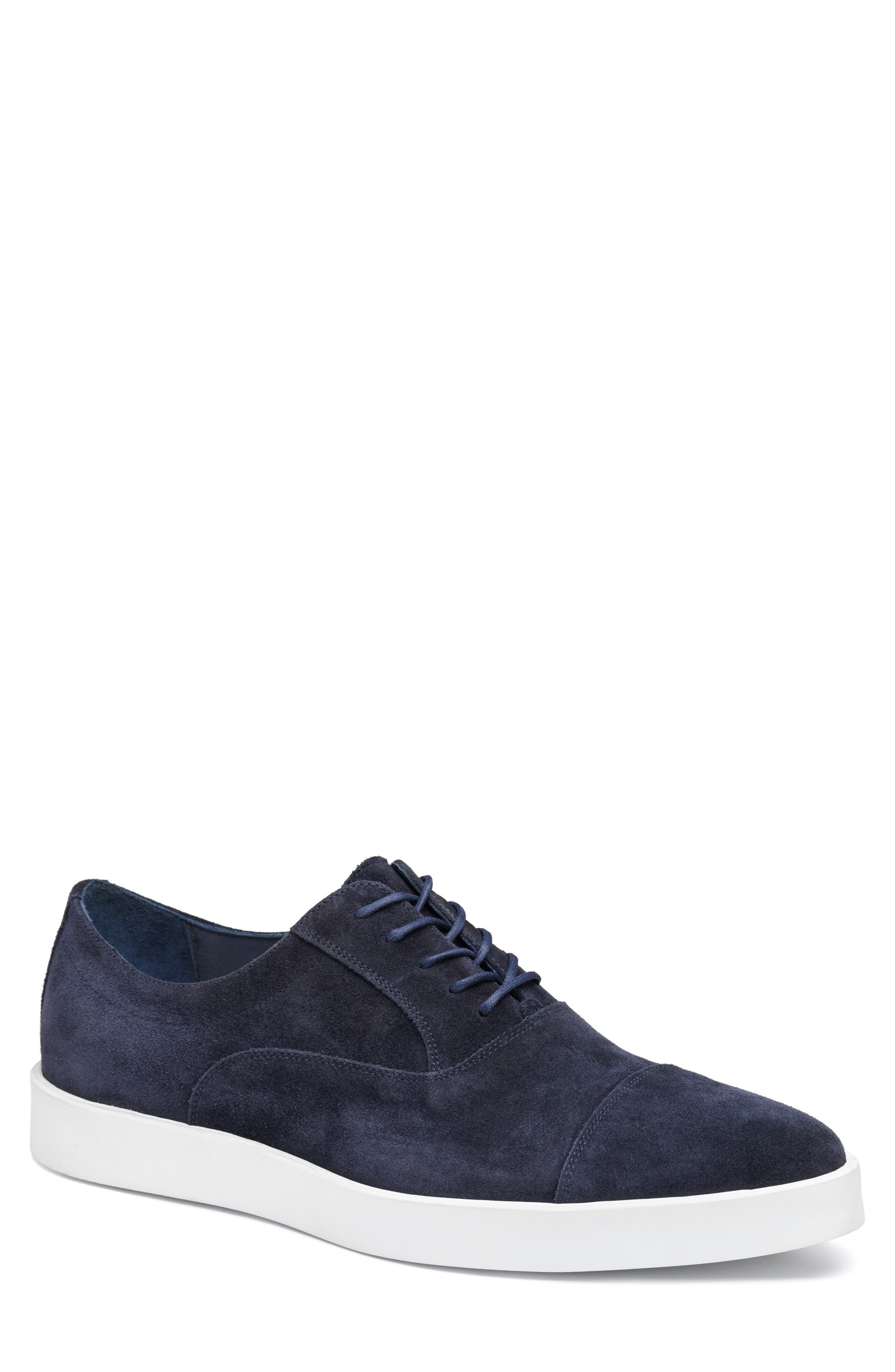 Johnston & Murphy Bolivar Cap Toe Water Resistant Sneaker, Main, color, Navy Italian Suede