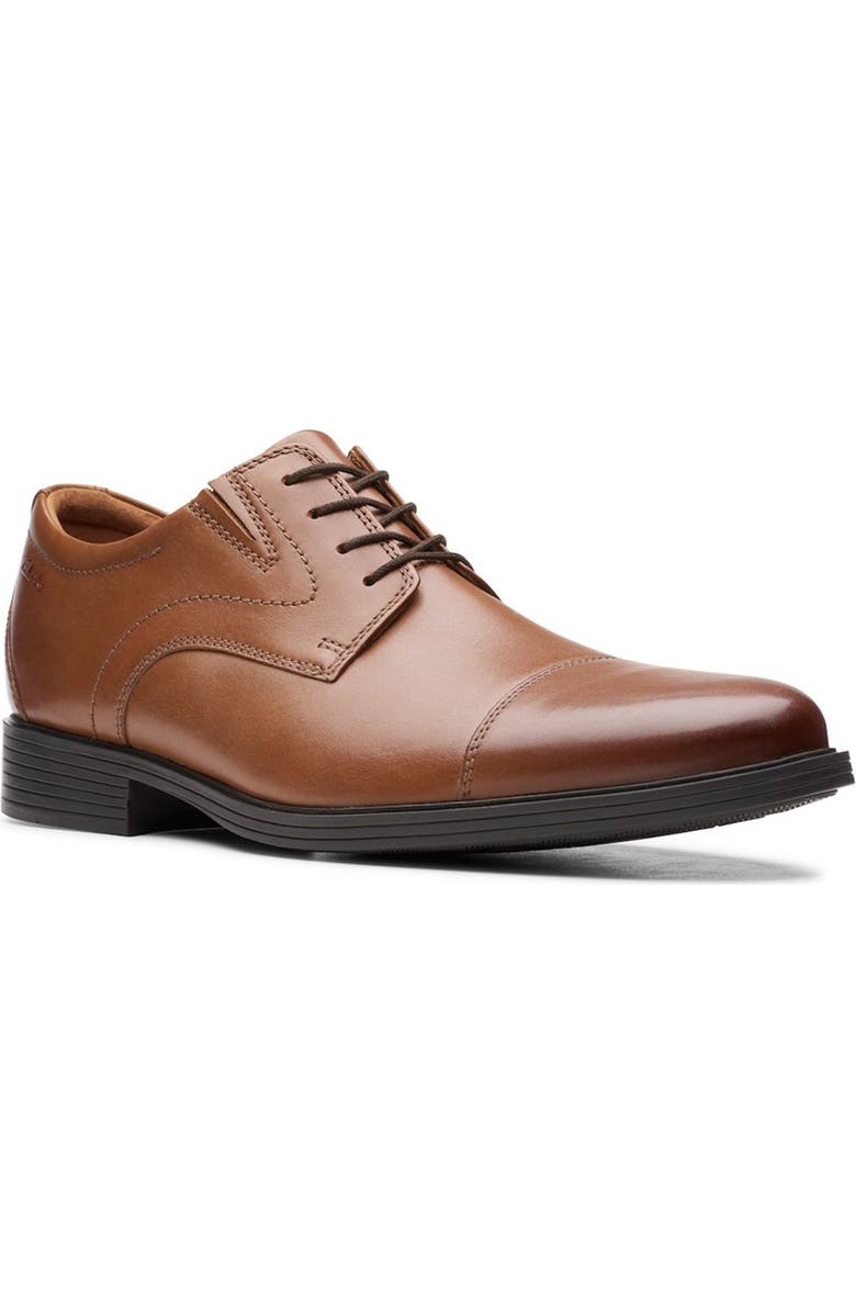 Clarks<sup>®</sup> Whiddon Cap Toe Oxford - Wide Width Available, Main, color, Dark Tan L